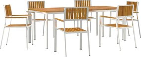 vidaXL Kültéri étkező szett 7 pcs Barna Tömör Akácfa