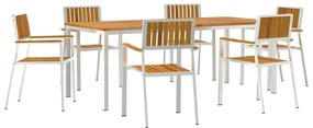 vidaXL Kültéri étkező szett 7 pcs Barna Tömör Akácfa