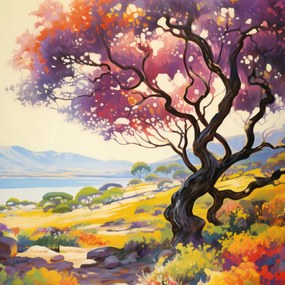 Poszter 80x80cm Színes Alkonyat a völgy felett