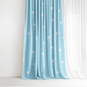 Goldea pamut drapéria - pálmák pasztell kék alapon 280x150 cm