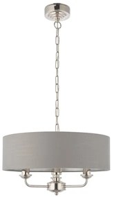 Endon 94377 - Csillár láncon HIGHCLERE 3xE14/40W/230V szürke/fényezett króm