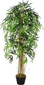 Outsunny 150 cm Magas Műanyag Bambusz Növény Cserépben - Realisztikus Dekoratív Műnövény Otthonra, Kertbe, Irodába Ø18x150 cm Zöld | Aosom