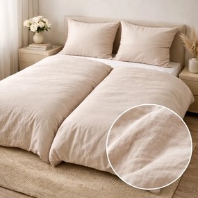 Lenvászon ágyneműhuzat bézs 140x200cm+90x70cm TiaHome