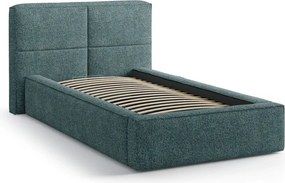 Türkiz kárpitozott ágyneműtartós egyszemélyes ágy ágyráccsal 90x200 cm Darren – Micadoni