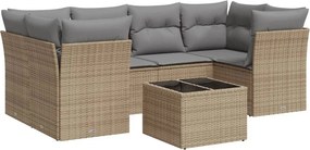 vidaXL 7 részes bézs polyrattan kerti ülőgarnitúra párnákkal