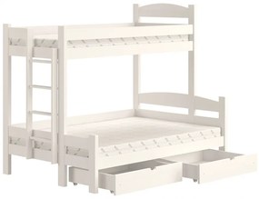 Lovic bal oldali emeletes ágy fiókokkal - fehér, 90x200/120x200