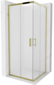 Mexen Rio, szögletes zuhany tolóajtóval 80 (ajtó) x 80 (ajtó) x 190 cm, 5 mm matt üveg, arany profil, 860-080-080-50-30