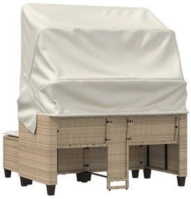 2 személyes bézs polyrattan kerti kanapé baldachinnal/székkel