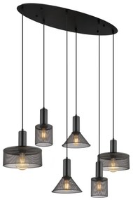 Globo 15648-6H - JEDD kábellel függesztett csillár 6xE27/60W/230V fekete