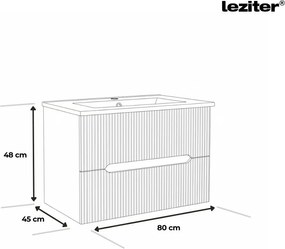 Trent 80 alsó fürdőszobabútor kerámia mosdóval 2 fiókos, sunset tölgy