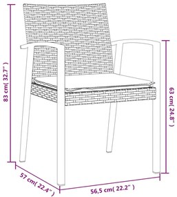 7 részes polyrattan és acél kerti étkezőgarnitúra párnával