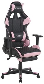Rózsaszín és fekete gamer szék VICTORY Beliani
