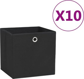 vidaXL 10 db fekete nem szőtt szövet tárolódoboz 28 x 28 x 28 cm