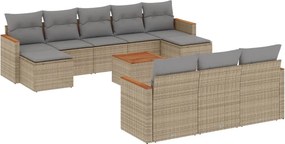 vidaXL 11részes vegyes bézs polyrattan kerti ülőgarnitúra párnákkal