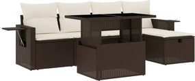 vidaXL 6 részes barna polyrattan kerti ülőgarnitúra párnával