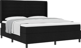 vidaXL Boxrugós ágy matracmal fejtámlával Fekete 180 x 200 cm szövet