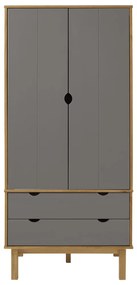 OTTA barna és szürke tömör fenyőfa gardrób 76,5 x 53 x 172 cm