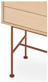 Yoko téglavörös konzolasztal tölgyfa dekorral - Teulat