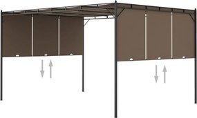 vidaXL tópszínű kerti pavilon oldalfüggönnyel 4 x 3 x 2,25 m