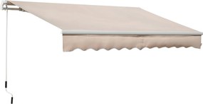 Outsunny Manuális Összehúzható Napernyő 295x200 cm Erkélyre Fém Karral Vízálló és UV-álló Külső Rolós Napernyő Kertre, Teraszon, Ablakokhoz Beige | Ao