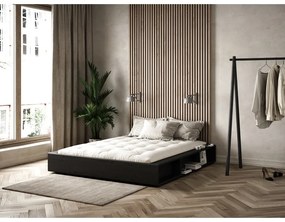 Ziggy fekete kétszemélyes tömörfa ágy tárolóhellyel, 140 x 200 cm - Karup Design