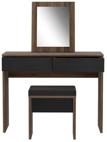 Sminkasztal JUNO + puff 45x29,6 cm barna/fekete