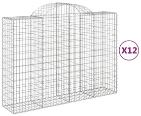 12 db íves horganyzott vas gabion kosár 200x50x140/160 cm