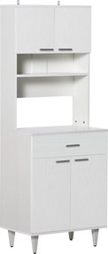 HOMCOM Magas Konyhai Konyhaszekrény, Klasszikus Fehér Fa Konyhaszekrény 2 Szekrénnyel és 1 Polccal, Fehér, 60x40x160cm | Aosom
