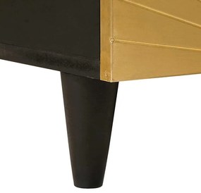 Dohányzóasztal Fekete és Arany 80 x 54 x 40 cm tömör mangófa