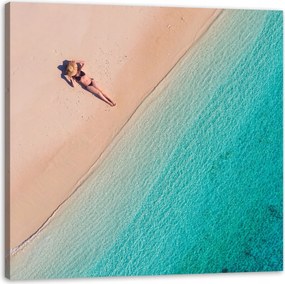 Vászonkép Nő napozik a tengerparton 80X80 cm Ideális ajándék