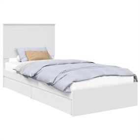 vidaXL Tárolós Ágy fejtámlával fiókkal Fehér 75 x 190 cm Faanyag
