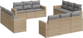vidaXL 12 részes bézs polyrattan kerti ülőgarnitúra párnákkal