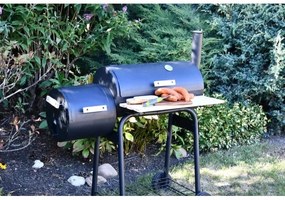 Faszén grill füstölővel fekete/fa