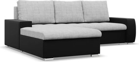 Toronto sarokkanapé, 2 ágyneműtartóval, fonott + műbőr, baloldali, szürke - fekete