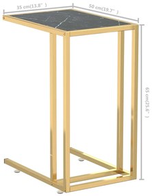 fekete márvány edzett üveg számítógép-kisasztal 50 x 35 x 65 cm