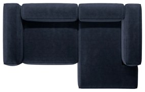 Sötétkék kordbársony sarokkanapé (jobb oldali-heverő résszel) Bergano – Cosmopolitan Design