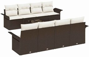 vidaXL Kerti Kanapé Szett párnával 9 pcs Barna polirattan