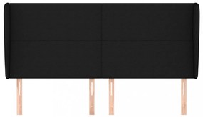 fekete szövet fejtámla szárnyakkal 203x23x118/128 cm
