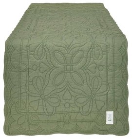 Zöld steppelt asztali futó 40x140 cm pamut
