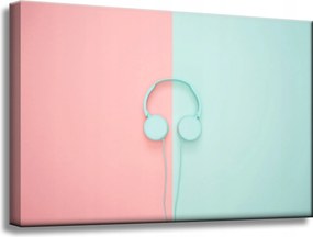 Vászonkép Zene Fejhallgató Kétszínű Pasztell színek 60x40