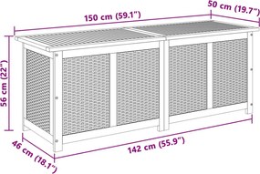 vidaXL Kerti Tároló Doboz 185 L Tömör Akácfa 150 x 50 x 56 cm Bézs