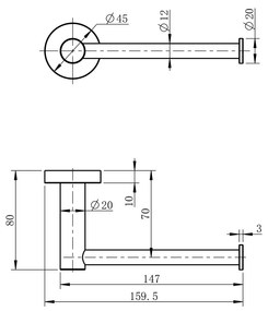 Sapho XR723B X-Round WC-papír tartó, fedél nélkül,fekete