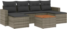 vidaXL 7 részes szürke polyrattan kerti ülőgarnitúra párnákkal