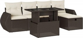 vidaXL 6 részes barna polyrattan kerti ülőgarnitúra párnával
