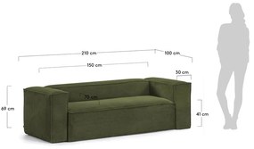 Blok sötétzöld kordbársony kanapé - Kave Home