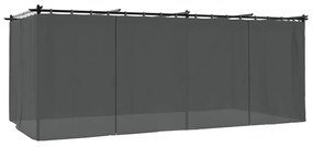 antracitszürke acél pavilon függönyökkel 6 x 3 m
