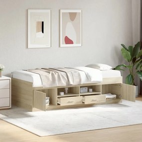 sonoma tölgy kanapéágy fiókkal matrac nélkül 90x200 cm