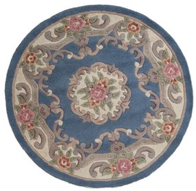Aubusson kék gyapjú szőnyeg, ⌀ 120 cm - Flair Rugs