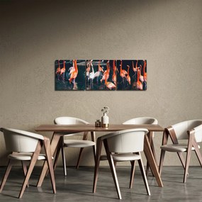Flamingók csordája (órával) (90x30 cm)