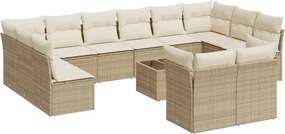 vidaXL 13 részes bézs polyrattan kerti ülőgarnitúra párnákkal
